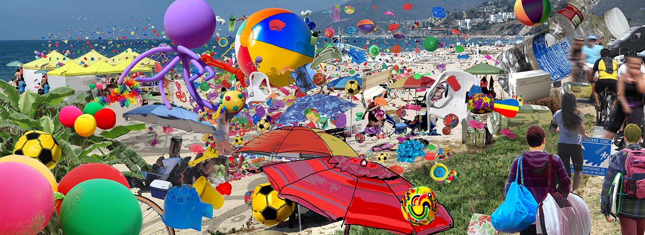 Beach party, digital photo collage, 99x36.25