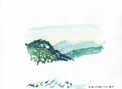 watercolor on arches, 9x13, Topanga View1, 1991