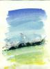 watercolor on arches, 9x13, Sangre de Christos from the Meadow, 2000