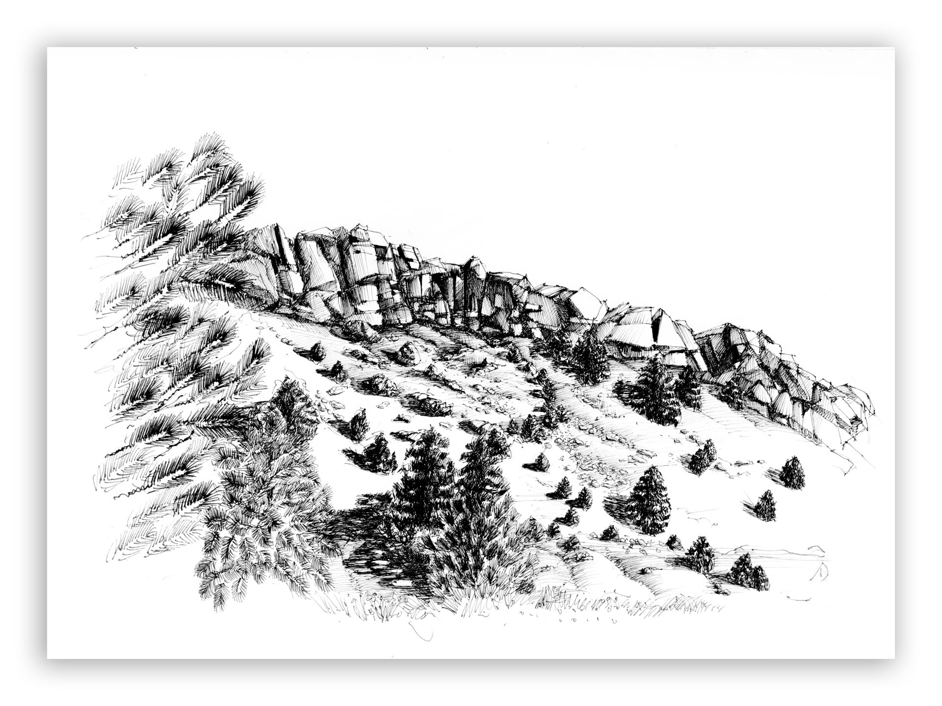 ink drawing of the goodhope mine site